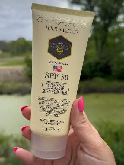 148ml Original Brand TERRALOTUS SPF 50 Organic Tallow Sunscreen Waterproof Beeswax VitaminE Mineral Sunscreen For Face Body Care