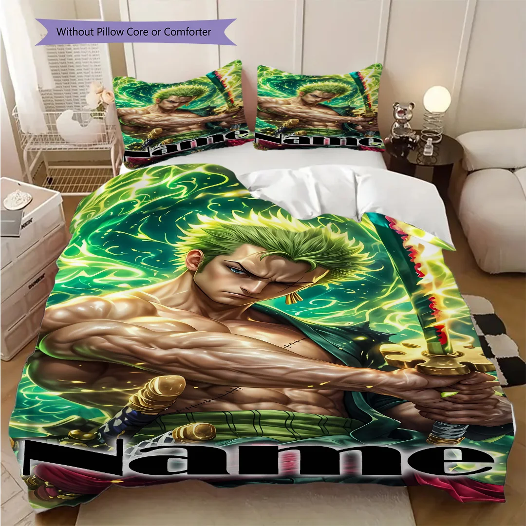 Name Custom Zoro One Piece Anime Soft and Comfortable Duvet Cover, Children's Bedding Set Gift, Various Sizes Available lxr1