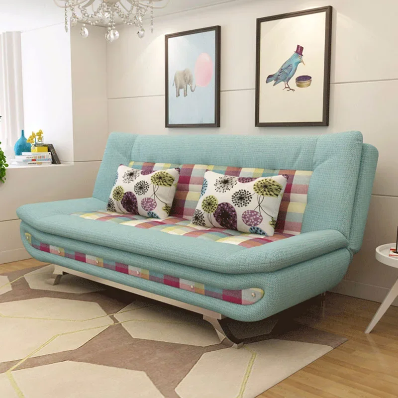 Household sofa bed three-gear adjustable double folding multi-functional fabric small apartment sofa bed dual-purpose