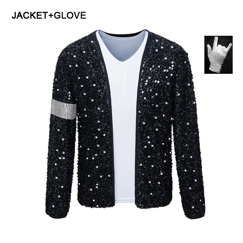 MJ Michael Jackson Coat Billie Jean Jacket Glove Kids Party Cosplay Costume Clothing Children Cos Sets 2024 Tshirt MN5