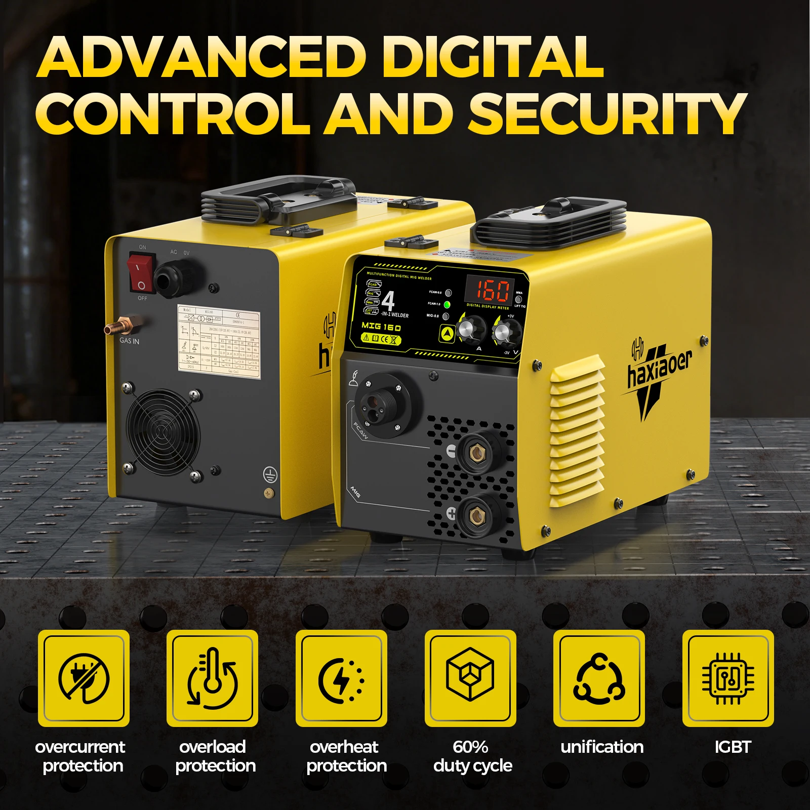 HAXIAOER New 4-in-1 Inverter MIG MMA TIG LIFT Welder 220V Portable for Stainless Steel Welding