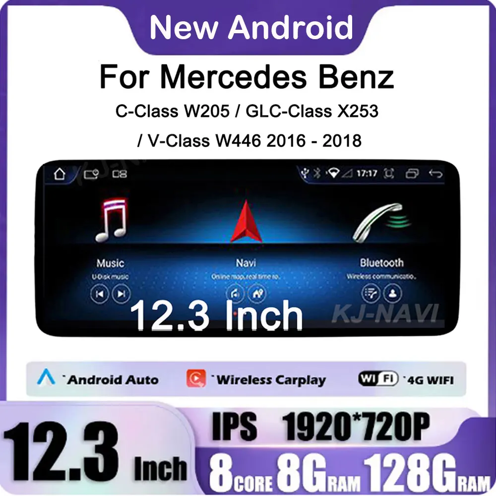 For Mercedes Benz C-Class W205 / GLC-Class X253 / V-Class W446 2016 -2018 12.3