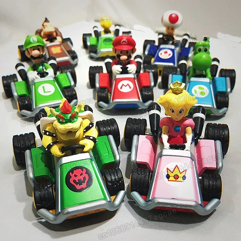 Super Mario Bros Toys Set Karts Game Figures Racing Car Cartoon Model Ornaments Home Decoration Toy Cars Kids Gift