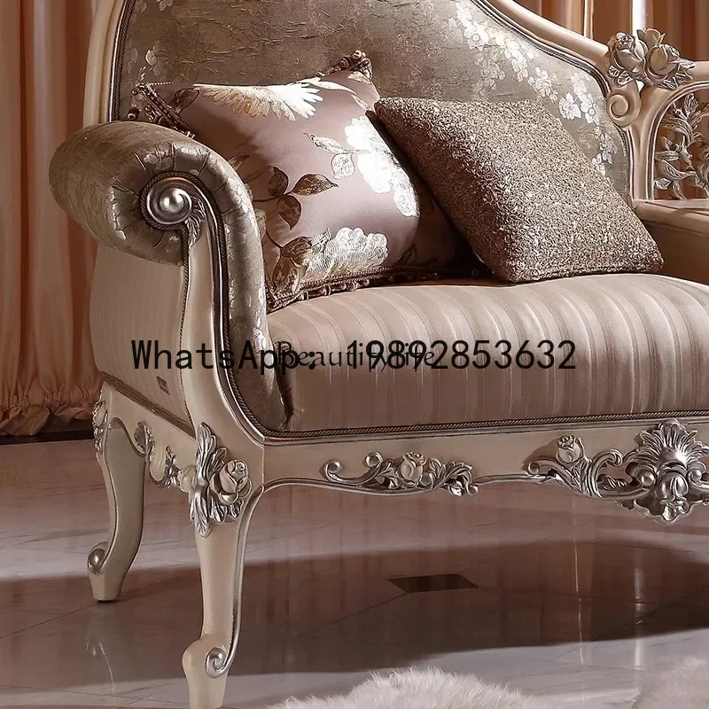 American ivory white old concubine chair European carved sofa chair arc