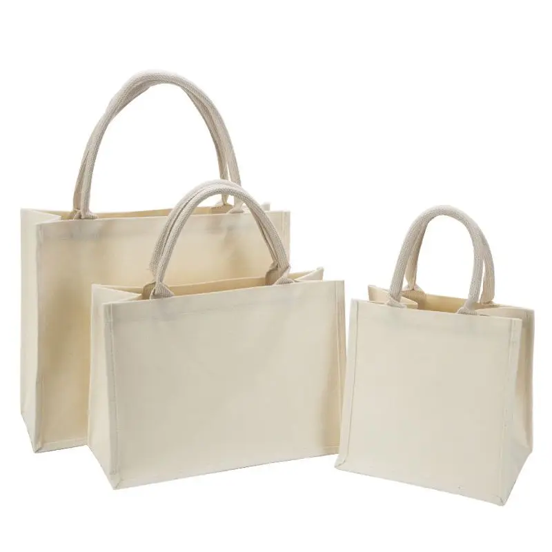 Blank Plain DIY Canvas Tote Shopping Handbag Bag White Custom Logo Tote Bags