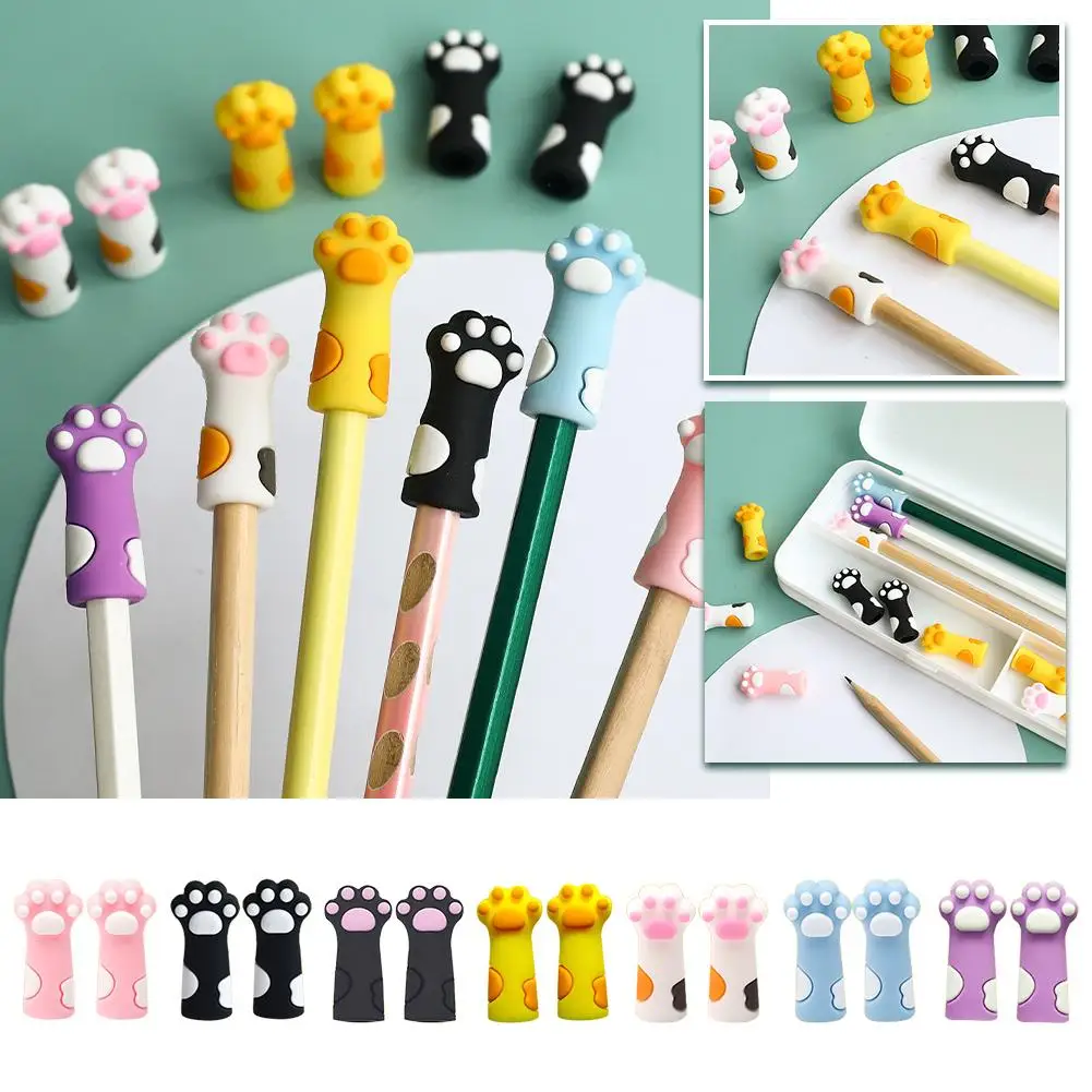 Cute Cat Claw Knitting Needle Point Protectors Multi-Color Silicone Knitting Stopper Anti-Slip Tip Cover For Crochet DIY Craft