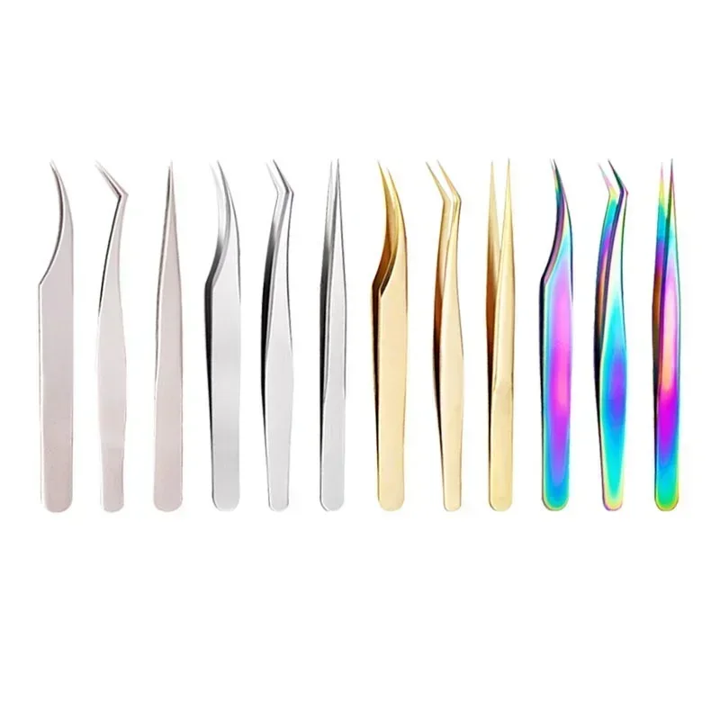 แหนบคิ้วสแตนเลสป้องกันไฟฟ้าสถิตสําหรับการต่อขนตา, การตกแต่งทอง, มืออาชีพ