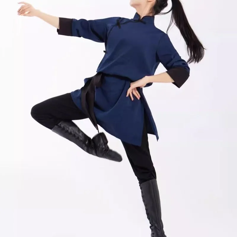 Традиционный костюм Wuxia Kung Fu для мужчин и женщин, монгольская длинная рубашка для выступления на сцене, костюм для вечеринки на Хэллоуин, униформа для практики тай-чи