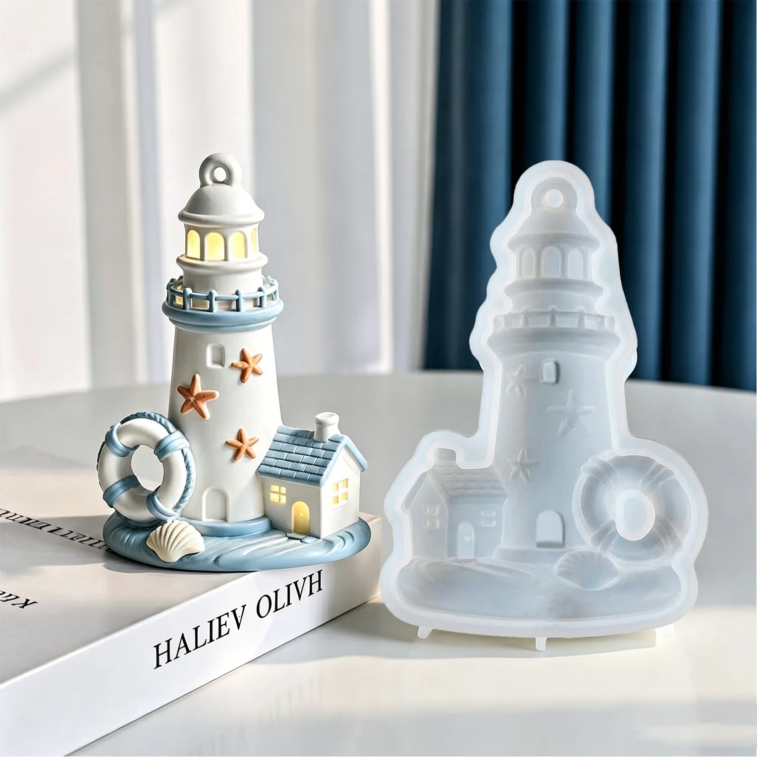 3D Island Lighthouse Listing Silicone Mold DIY Aroma Cement Plaster Home Ornament Decoration Molds For Resin