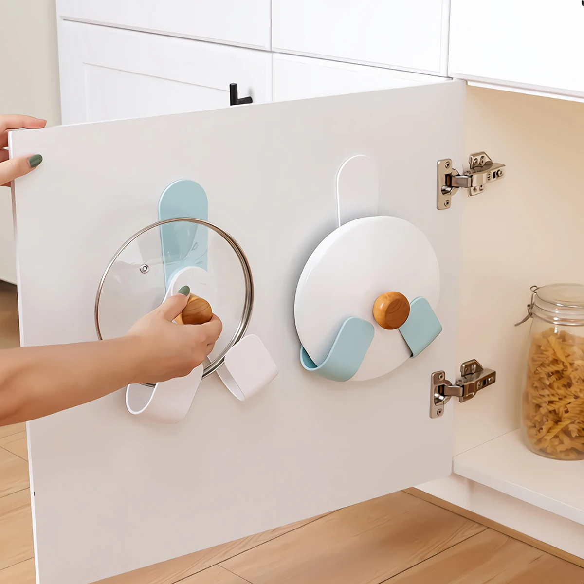 

2 pcs Pot Lid Mounted Kitchen Storage Stand Easy Install No Damage Home Decoration Matchkitchen Organizer