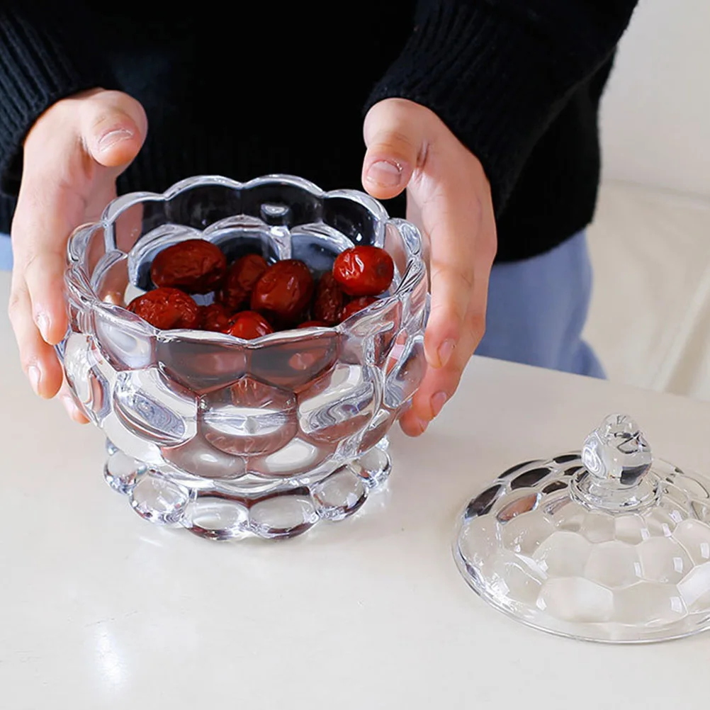 

2Pcs Clear Glass Candy Storage Jars Multipurpose Food Containers for Candy Dried Fruit Snacks Desktop Organizer
