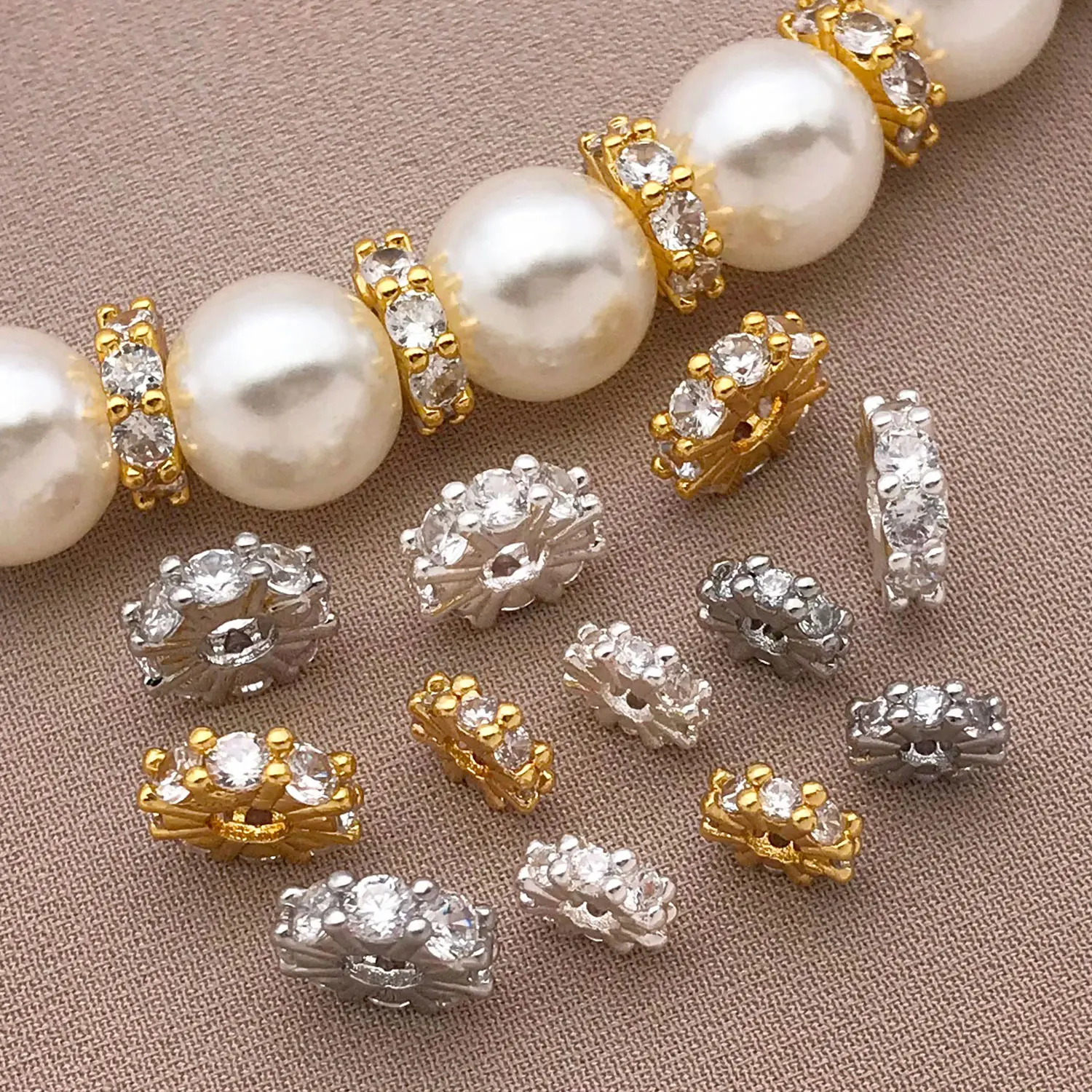 Mix 3 Pieces of 18K Copper Plated Real Golden Thick Silvery White Golden Wavy Pattern Spacer, DIY Jewelry Making Accessories