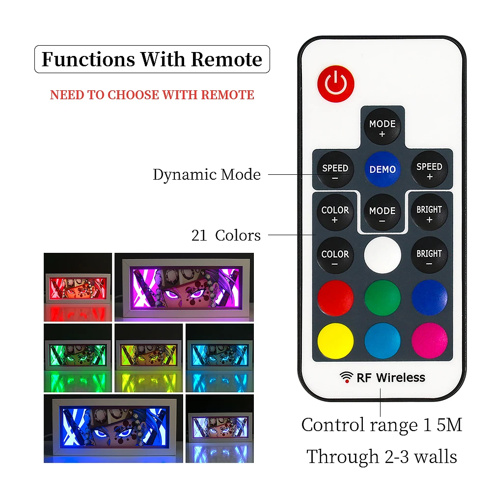 Anime Eyes Shadow Box LED Strip Lights, porta-retrato, 3D Papel Escultura, USB Table Lamp, Mood Light, Decoração do quarto Presente
