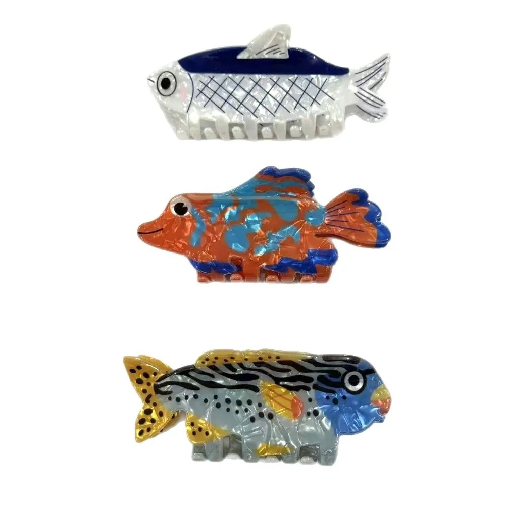 

New Animal Design Acrylic Hair Claw Cartoon Pattern Marine Theme Fish Series Claw Clownfish Shape Claw Clips Women Use