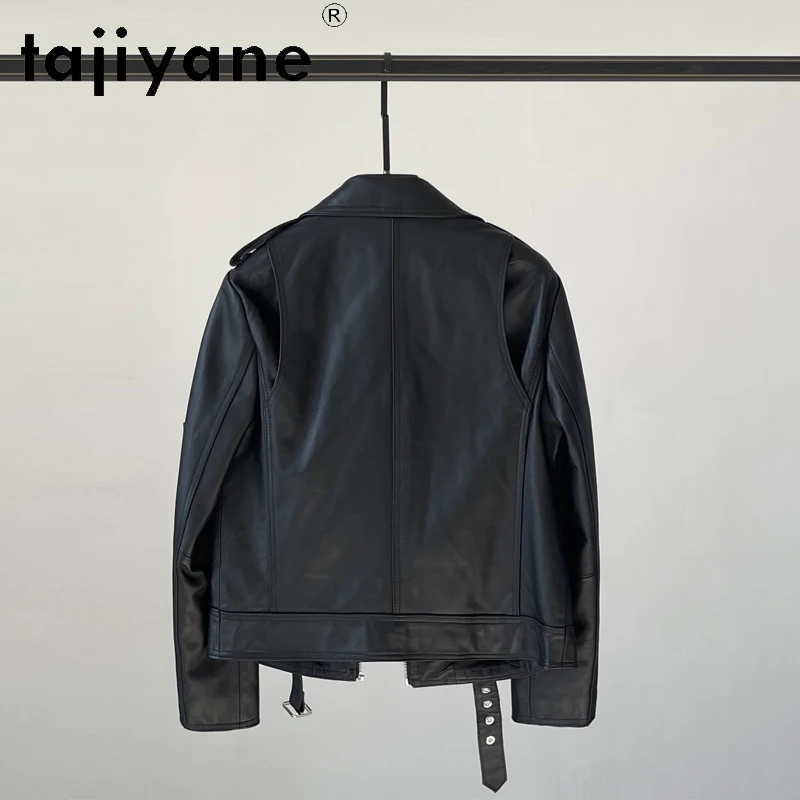 Tajiyane Real Leather Jacket Women Genuine Sheepskin Coat Zipper Lace Up Motorcycle Leather Coats and Jackets Roupas Femininas