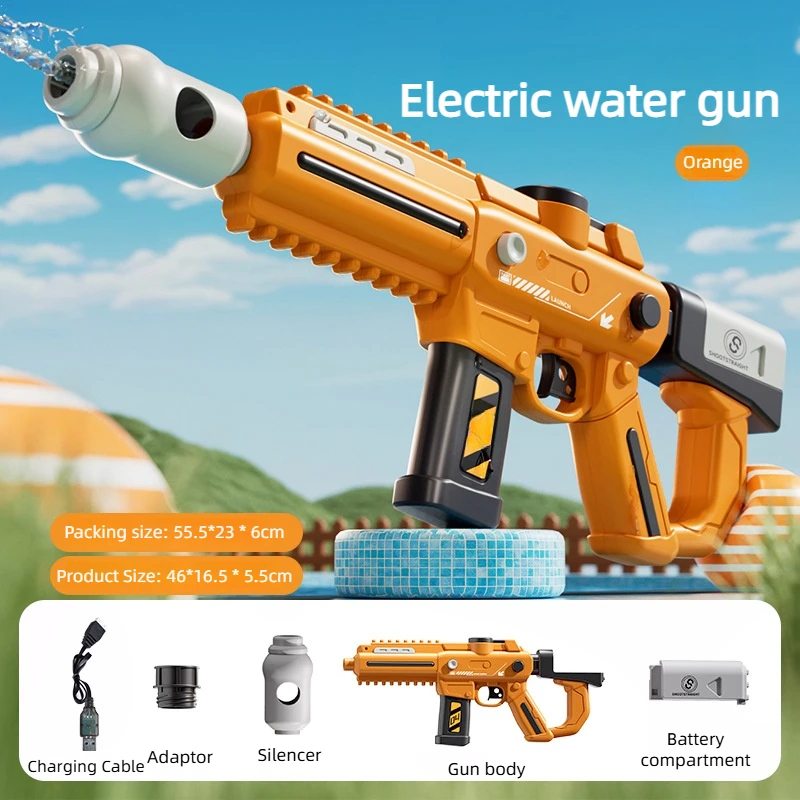 Pistola ad acqua elettrica a fuoco continuo Potente spruzzo d'acqua Laser Pistola giocattolo per bambini Bottiglia di connessione esterna Giocattolo straordinario estivo