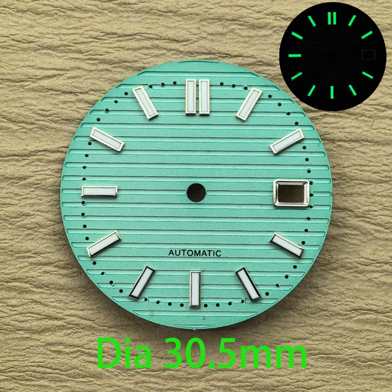 

Mod 30.5mm Green Luminous Dial Watch Dial Fits NH35 NH36 NH38 4R35 4R36 6R 7S Movement Nautilus Watch Replace Dial