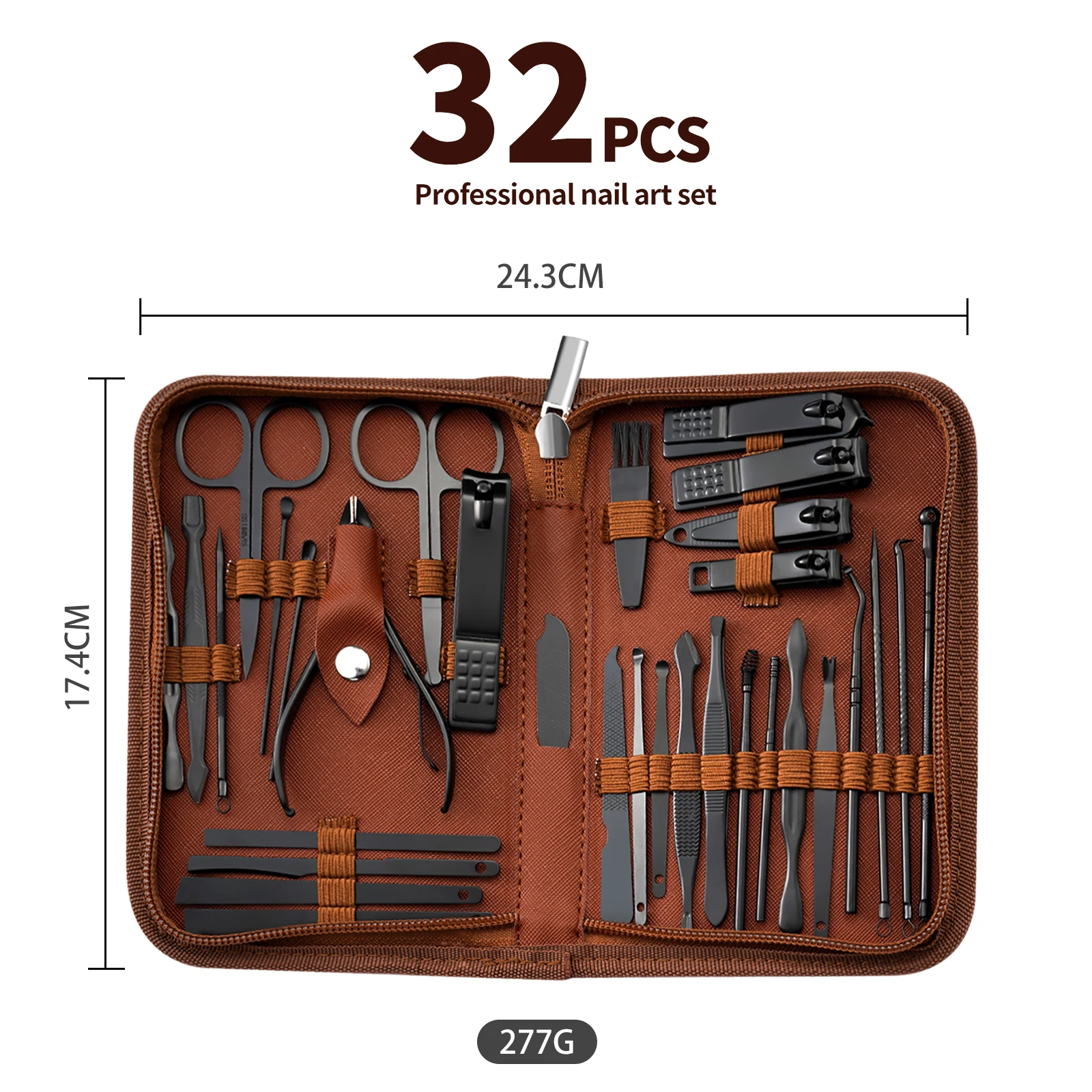32-delige professionele nagelknipper pedicure schaarset roestvrij staal draagbare manicure nagelknipper gereedschapsset, voor mannen en vrouwen