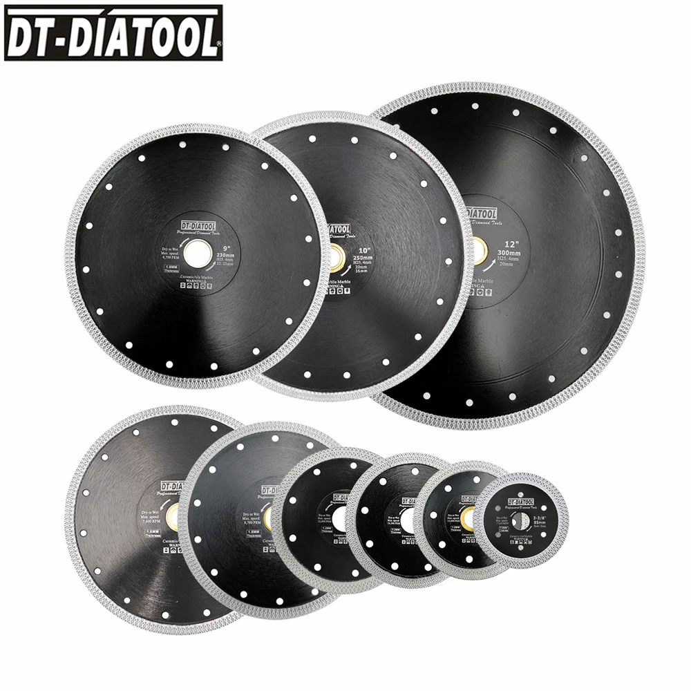 Disco de corte de hoja de diamante, hoja de sierra de segmento de borde Turbo de malla para porcelana, cerámica, mármol, 75-230mm, DT-DIATOOL, 1
