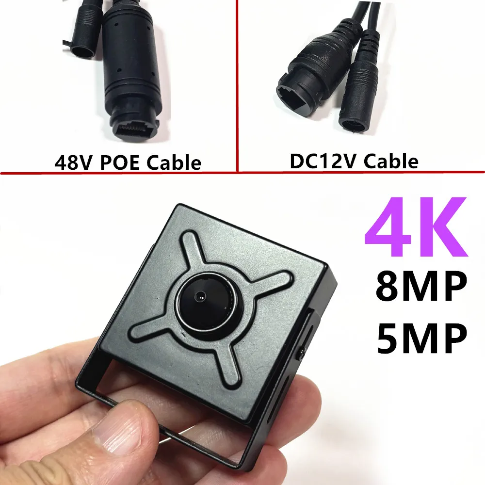 

Мини IP-камера 4K 8МП с аудио, PoE, объектив 3.7мм, металлический корпус, 3МП/2K, 4МП/5МП, H.265, ONVIF, для помещений, Icsee P2P