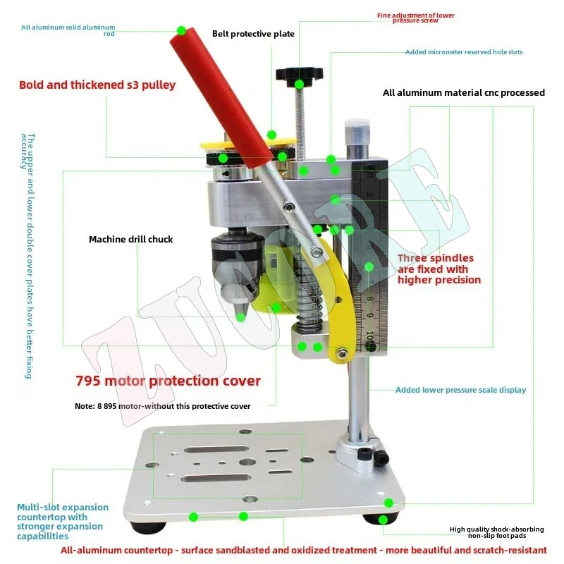 

Микро мини-настольная дрель, настольная DIY прецизионная дрель для ремонта часов мобильного телефона, настольная дрель, домашний сверлильный станок, полировальная электрическая дрель