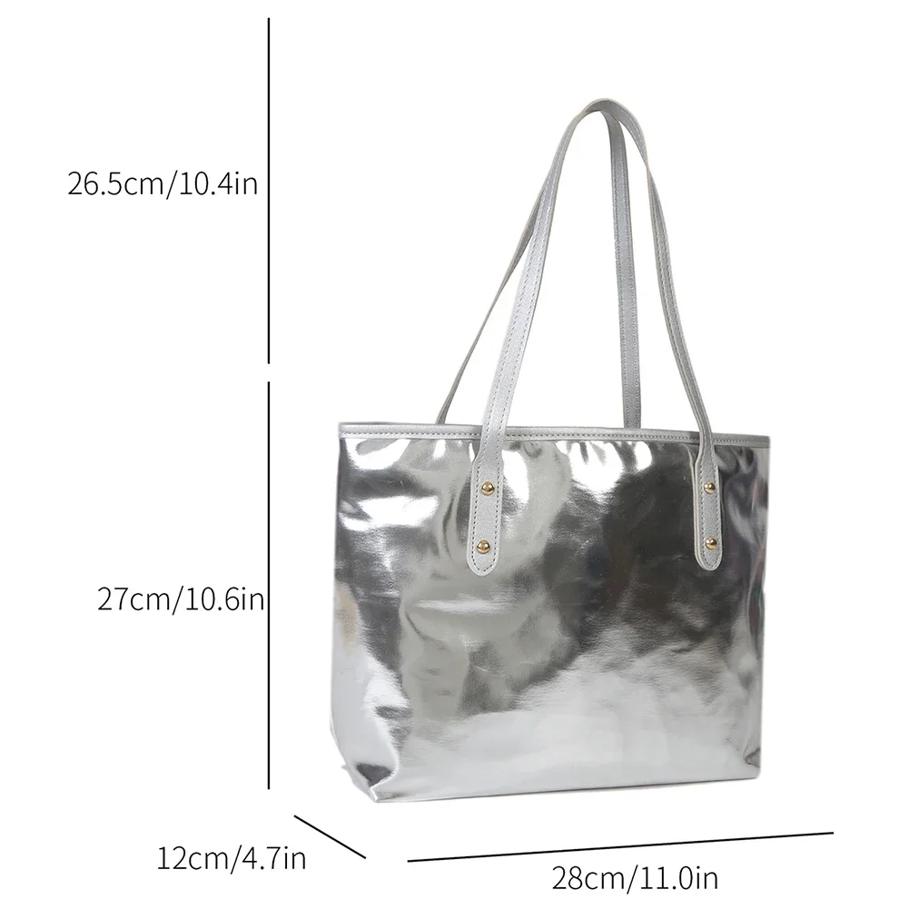 Luxury Designer Women Handbag Large Tote Sliver Gold Shoulder Simple Handle Handbags Solid Color Soft Shopper Purse