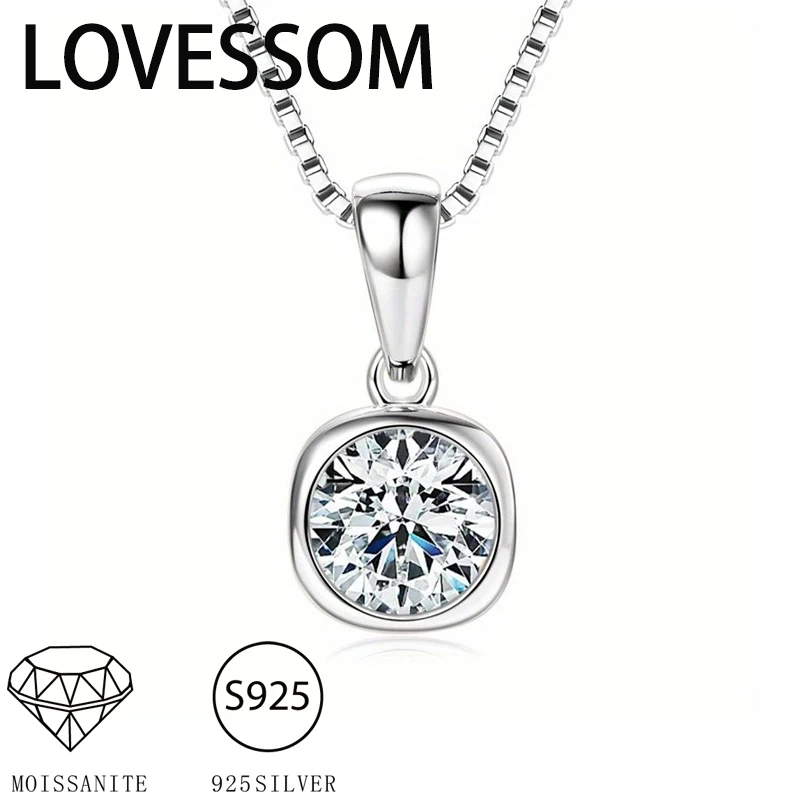 

A 925 silver 2 carat moissanite classic simple temperament fashion high quality men's and women's couple pendant necklace