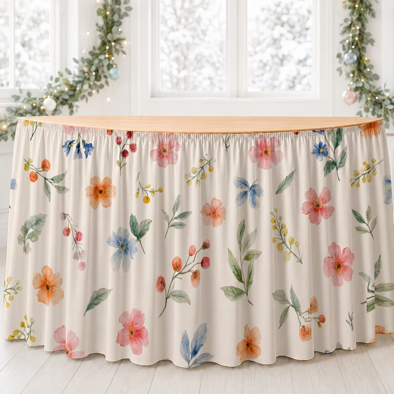 Watercolor floral tablecloth tablecloth for spring wedding garden party - 1 piece