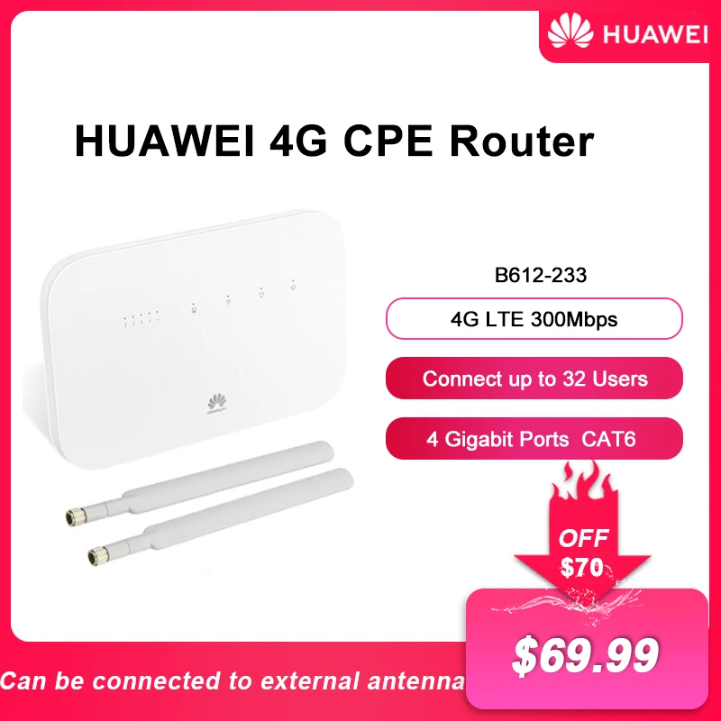 

Global Huawei 4G Router 2 Pro B612-233 B612s-25d B612-533 B618s-22d Router 4G LTE Cat6 300Mbps CPE Router 4G Wireless Router