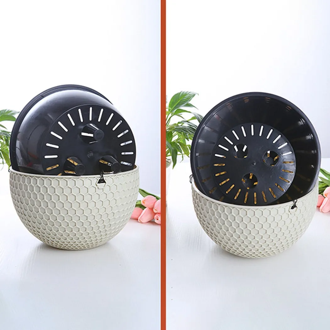 Plastic Flower Pot Hanging Basket Ornament Plant Plant Pot Resin Rattan Plaited Basket Container Hanging Houseplant