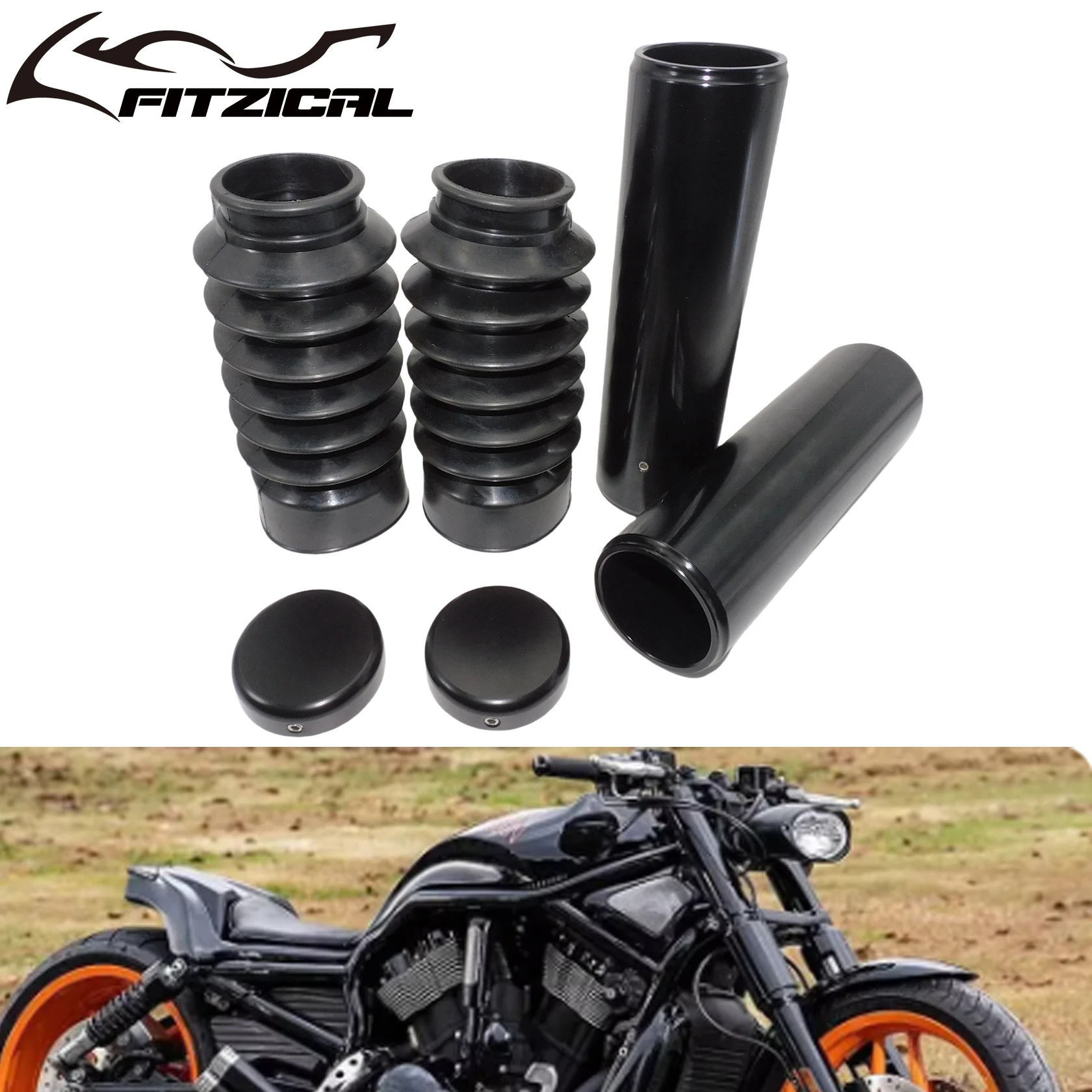 Motorcycle Shock Absorber Protection Cover Black Fork Cover Kit For Harley V-Rod Night Rod Special 2007-2011