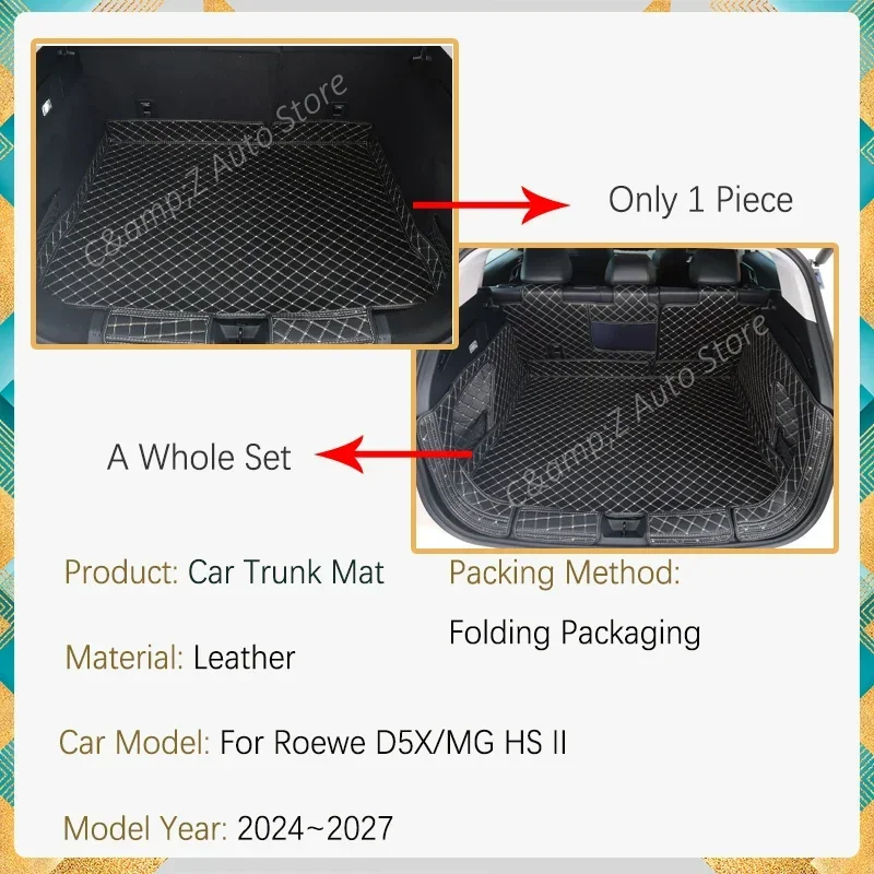 Car Rear Trunk Mat For MG HS EHS MK2 Roewe D5X RX5 MK3 2024 2025 2026 Leather Rug Cargo Liner Cover Boot Carpet Auto Accessories