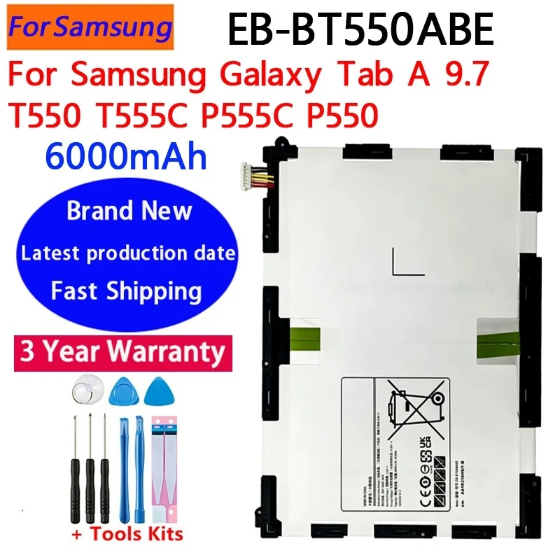 NEW 6000mAh EB-BT550ABE Battery For Samsung Galaxy Tab A 9.7 T550 T555C P555C P550 Tablet Batteries Batterij+Tools Fast Shipping