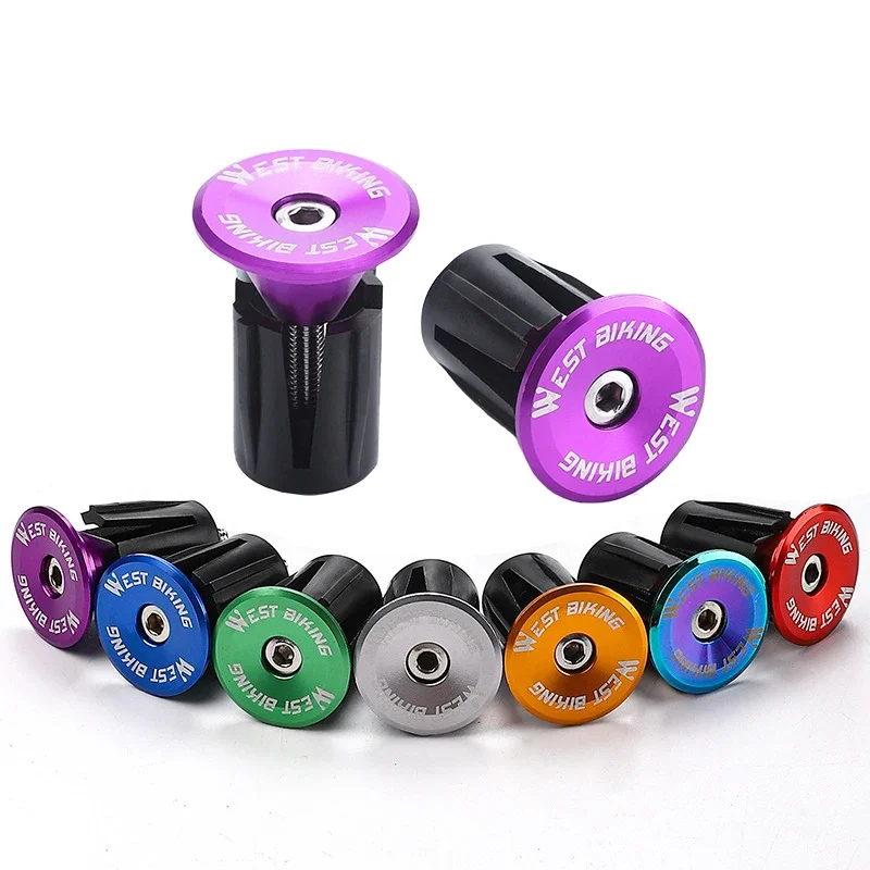 1 Pair MTB Road Bike Grip Handle Bar End Cap Aluminium Handlebar Grip Cover Plugs Caps for Bicycle Bike Handlebar Accessories