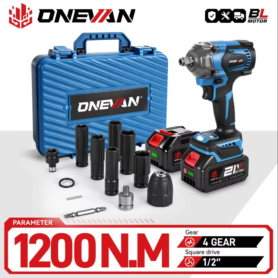 ONEVAN 1200Nm clé à chocs électrique sans brosse clé sans fil prise Rechargeable 1/2 pouces outil électrique pour Makita 18V batterie broche