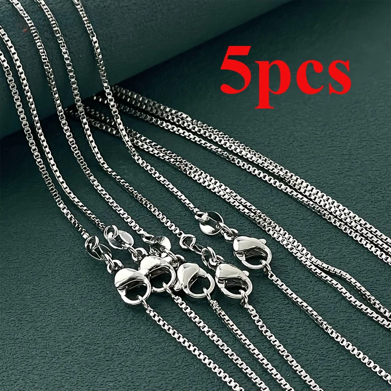 

1-5PCS 16-30inches 925 Sterling Silver 1MM Box style chain Necklace Chain For Women Men Fashion Wedding Party Jewelry Gift