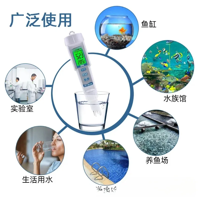 3-in-1 983 Water Quality pH/EC Tester Multi-function Monitor, Pen Water Quality Detector, Water Quality Pen