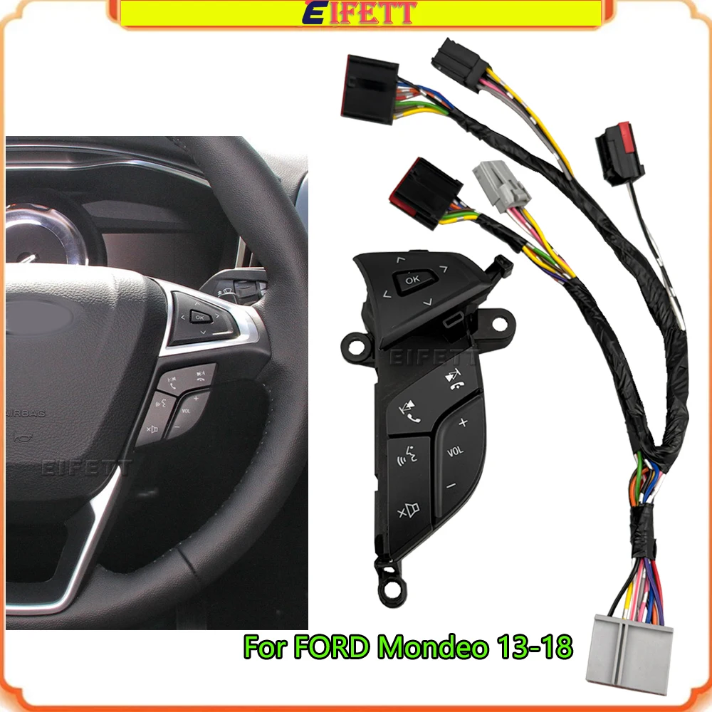 1X High Configuration Right Steering Wheel Multimedia Control Button, Phone Music Volume Switch for Ford Mondeo Fusion 2013-2018