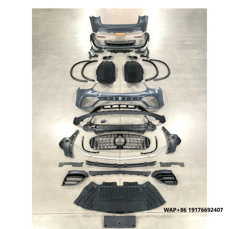 مجموعات الجسم لمرسيدس بنز GLC X253 2020-2022 ترقية إلى GLC63 2020-2022 PP ABS المصد الأمامي والخلفي Assy التنانير الجانبية