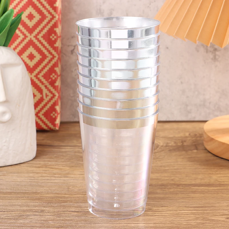 10 Pcs/Set Disposable Phnom Party Wine Dessert Glasses Hard Plastic Beer Water Cups Wedding Party 10oz/300ml Cups