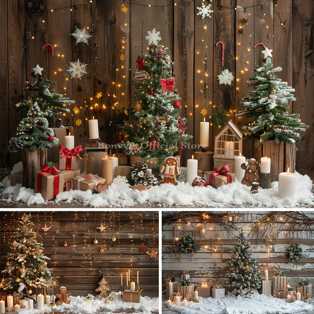 Christmas Photography Backdrop Winter Snowman Wood Board Merry Christmas Photography Background New Year Party Photo Studio