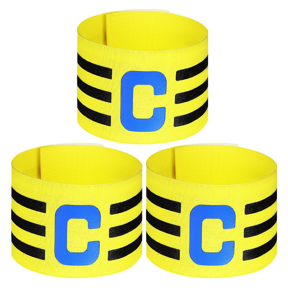 

3Pcs Soccer Captain Armbands Elastic Adjustable Football Team Leader Bands Bold Lettering Sports Bands Soccer Armband