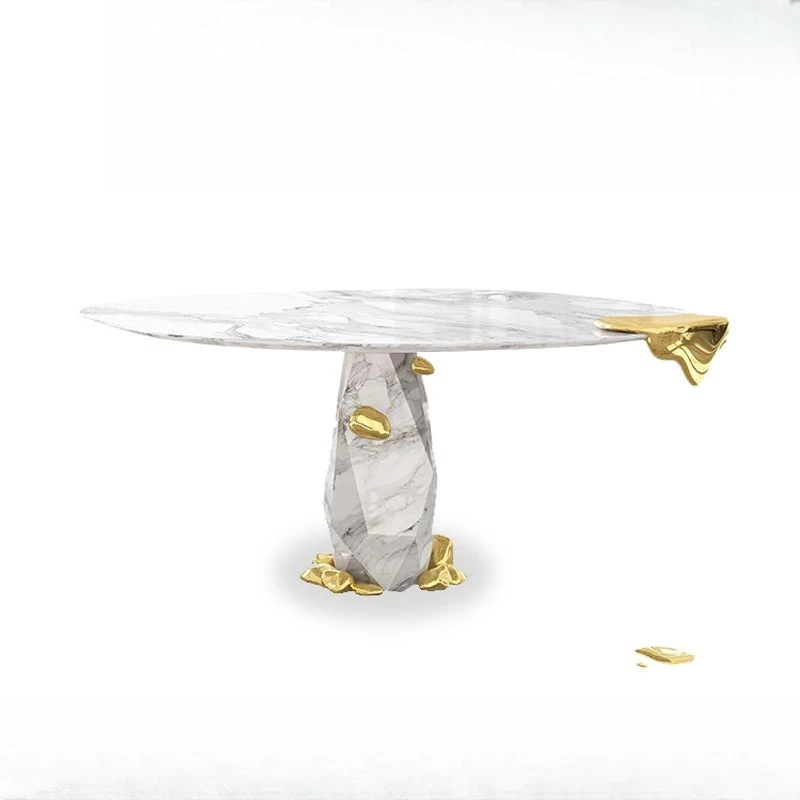 Creative marble dining table Portuguese villa living room artistic high-end round table