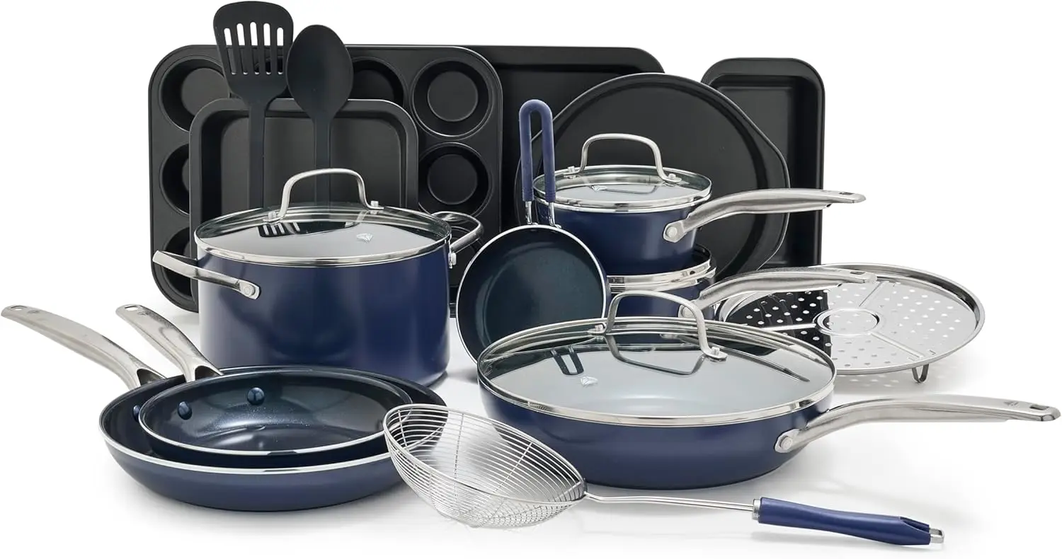 19PC Professional Induction Cookware Set, Stainless Steel, Heavy Bottom with Impact-bonded Technology, for Kitchen
