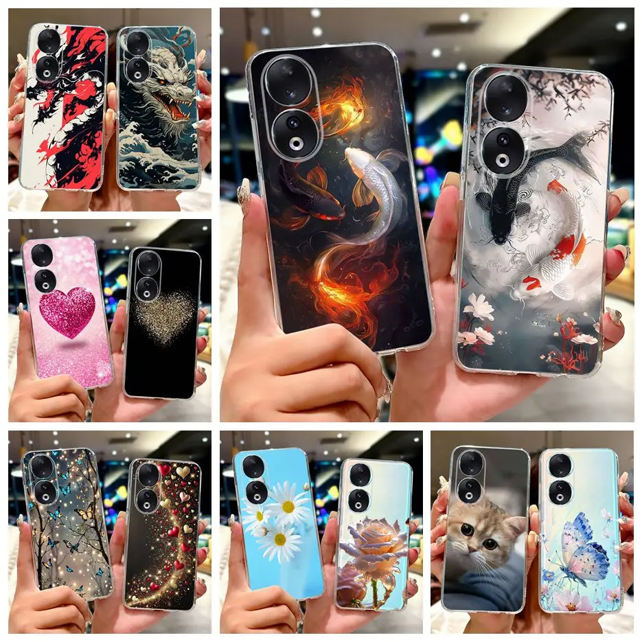 Para Honor 90 Lite funda Honor90 Pro REP-AN00 Linda funda pintada de Koi funda de teléfono de silicona suave para Honor 90 Pro Honor90 Lite Fundas