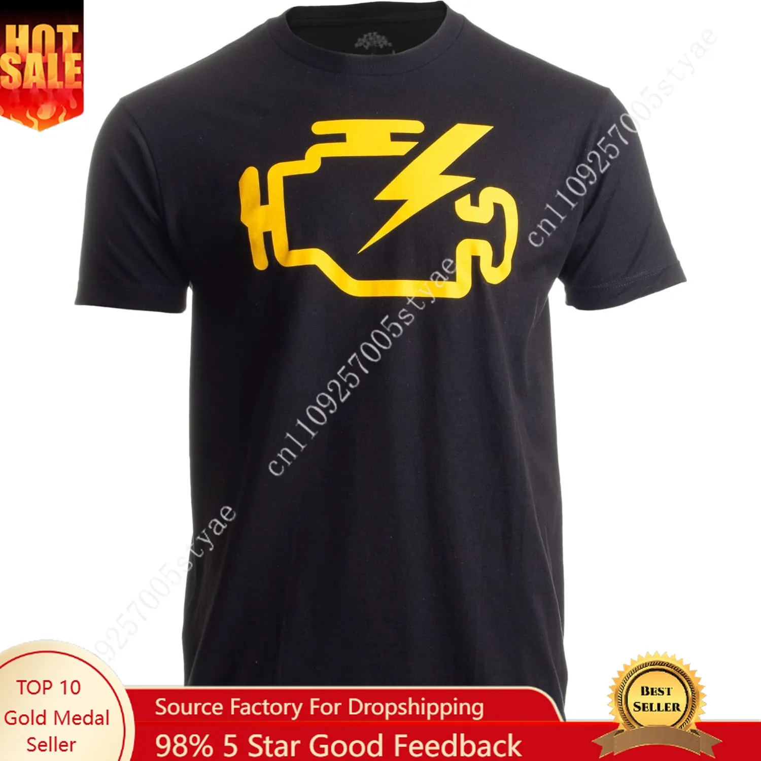 Check Engine Light | Funny Mechanic Macanic Machanic Car Clothing Men T-Shirt