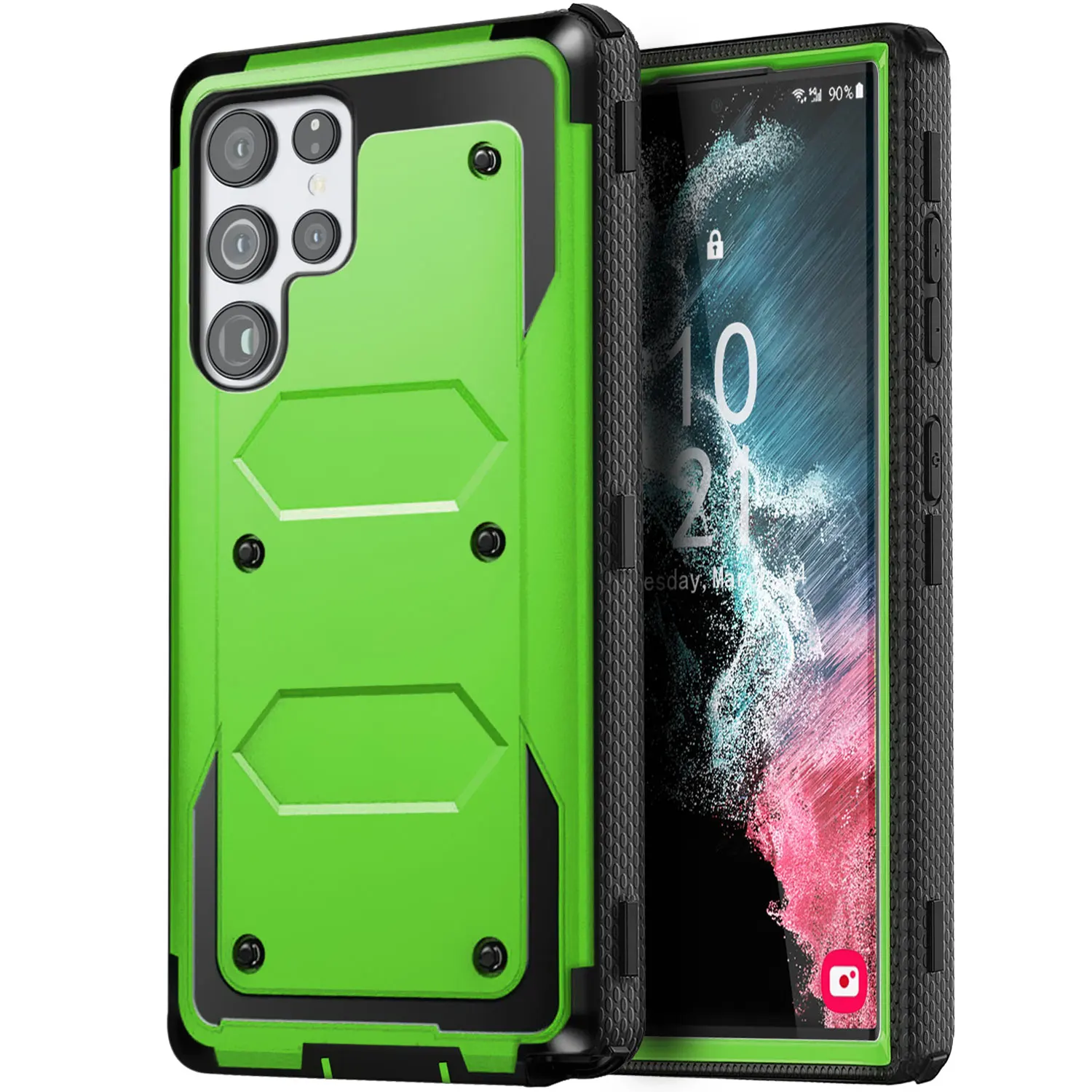 For Samsung Galaxy S22 Ultra/S22+/S22 Plus/S22 5G Phone Case Shockproof Protective Heavy Duty Rugged Hybrid Cover Green