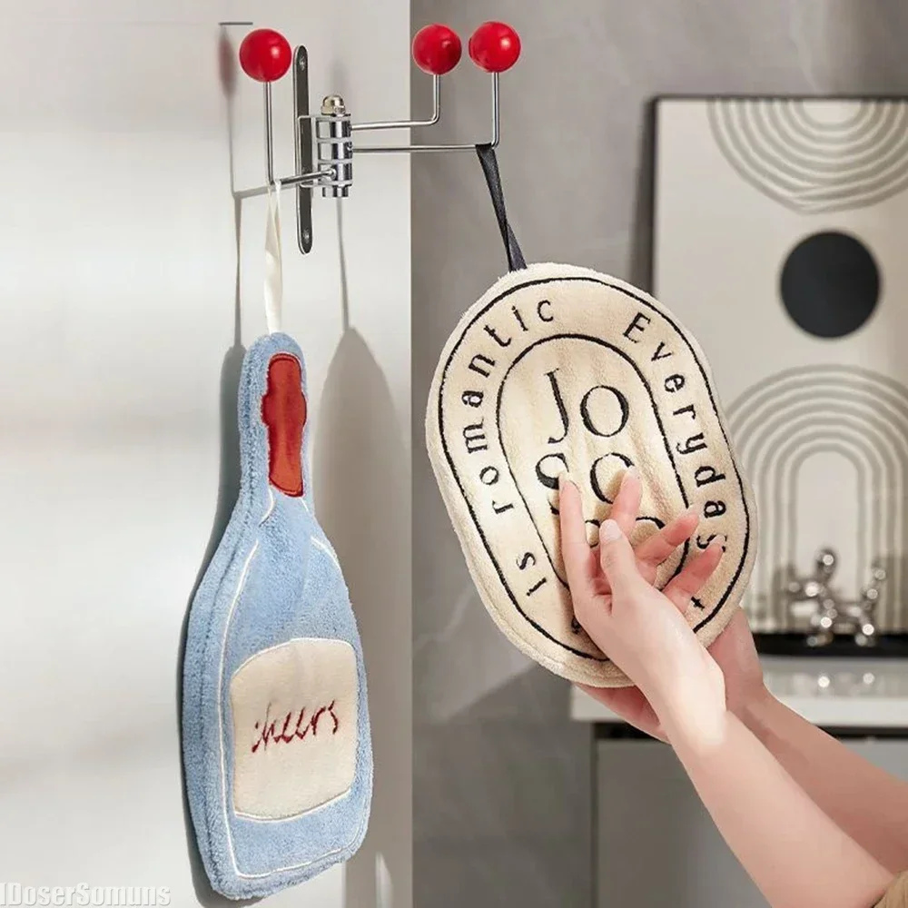 Home Convenient Towel Thickened Double-layer Hanging Speed Dry Hand Towel Absorbent Hand Cloth Kitchen and Bathroom Foot