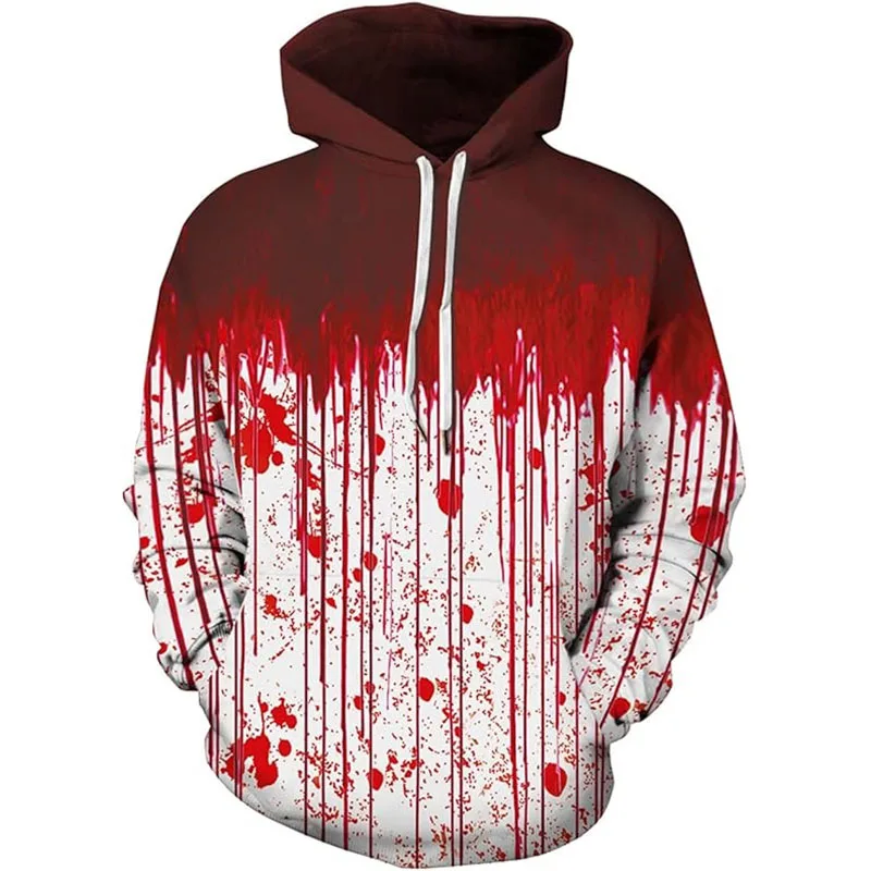 Hoodie motif 3D Halloween pria wanita, Sweatshirt grafis darah teror, Hoodie Pullover ukuran besar anak-anak, orisinil