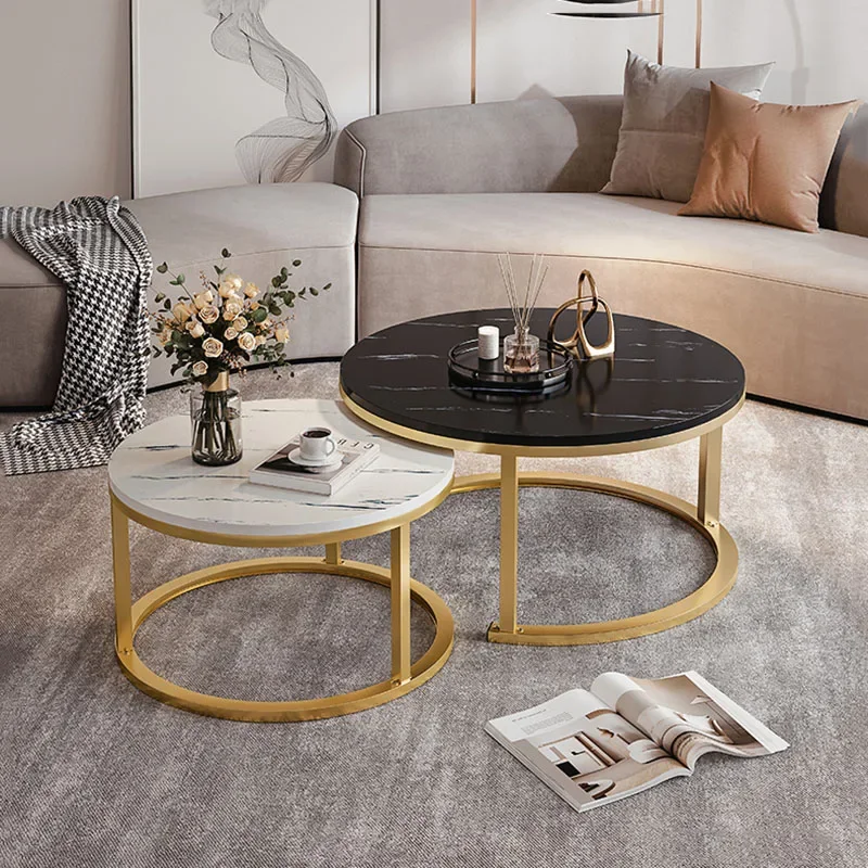 

Luxury Coffee Table Decoration Living Room Round Table Tv Unit Furniture Articulos Para El Hogar Minimalist Sofa Side Table